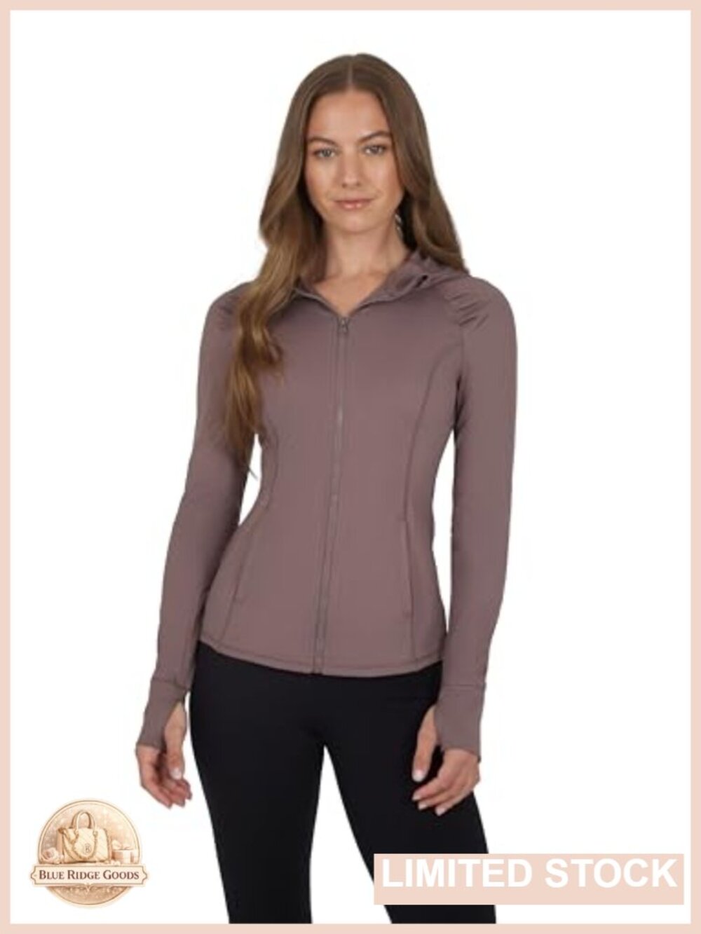 Lightweight Full-Zip Hooded Running Yoga Jacket with Pockets